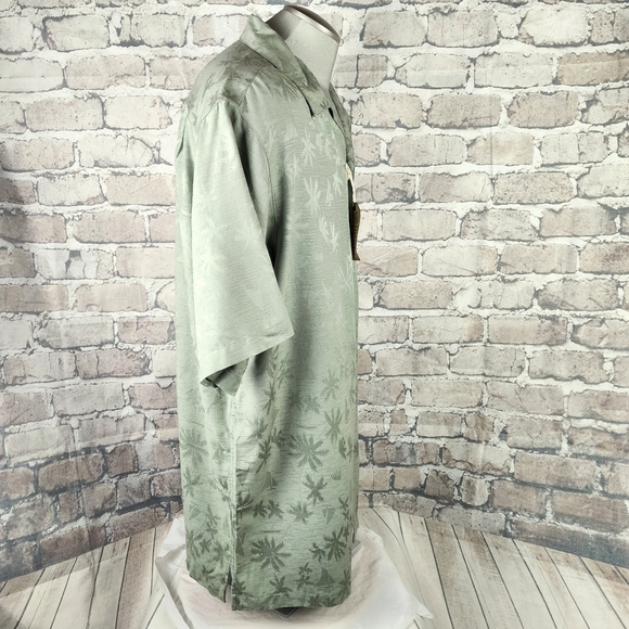 Caribbean Tall Man Silk Blend Palm Damask Print Shirt NWT Sage Green Size 2XT - Picture 7 of 15